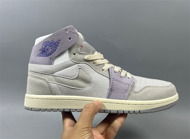 Women Running Weapon Air Jordan 1 Grey/Purple Shoes 513